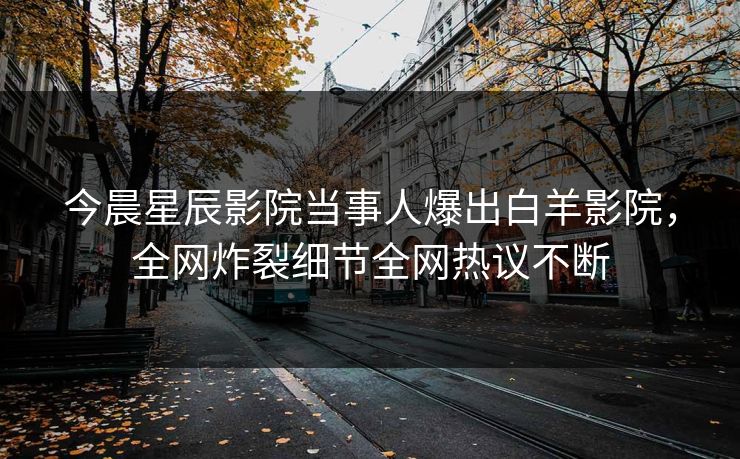 今晨星辰影院当事人爆出白羊影院，全网炸裂细节全网热议不断