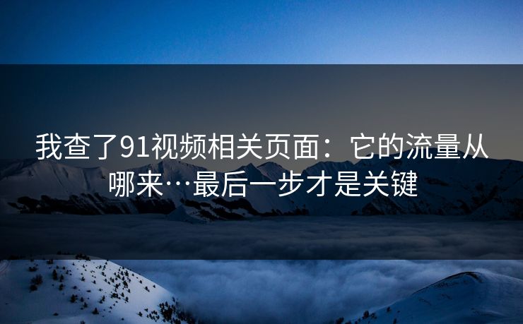 我查了91视频相关页面：它的流量从哪来…最后一步才是关键