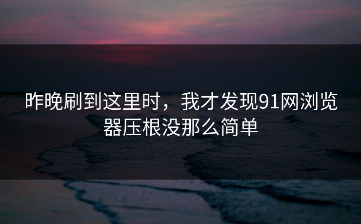 昨晚刷到这里时，我才发现91网浏览器压根没那么简单